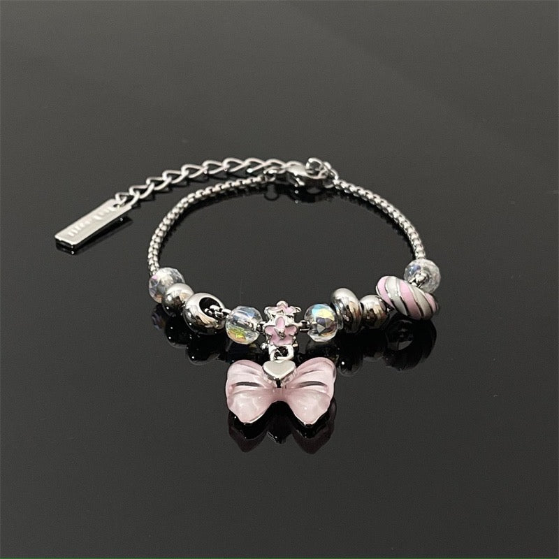 Pink Butterfly Necklace Set